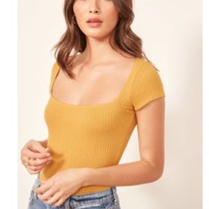 Reformation Bardot Top Sunflower Yellow